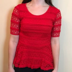 Style & Co Red Lace Top Petite Small